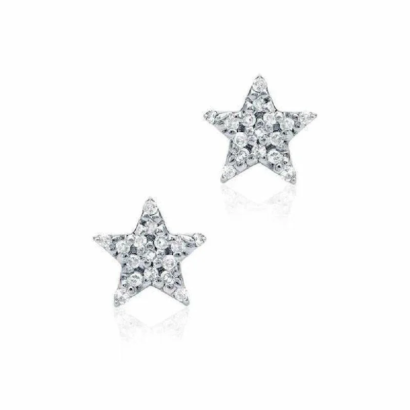 Cast art earrings-Star Pave Diamond Stud Earrings