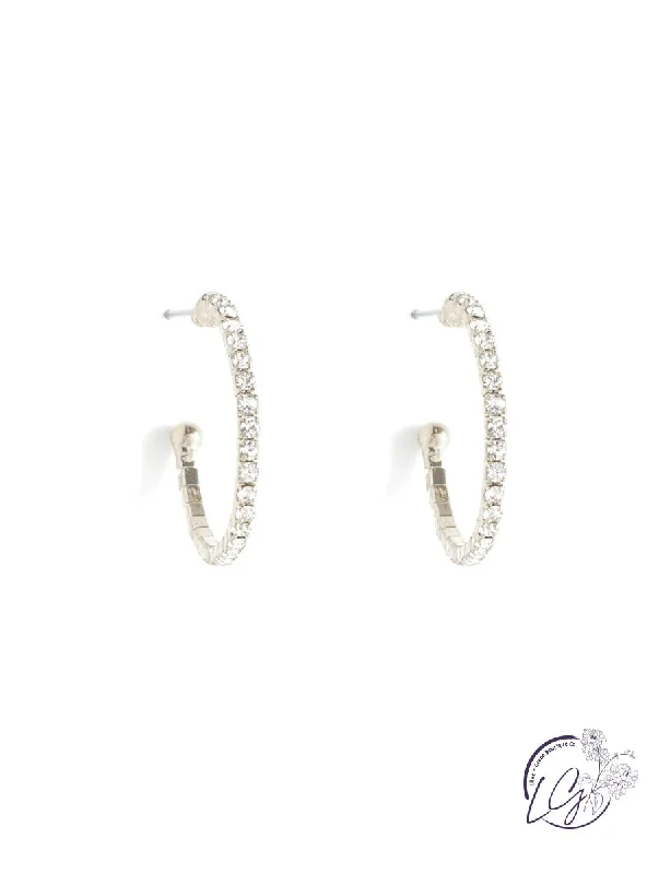 Stone strand earrings-Small Pave Flexible Hoops