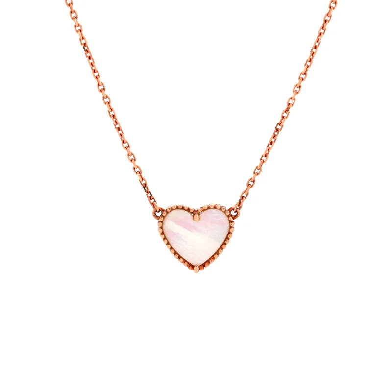 Old medallion necklaces-Lucky Alhambra Heart Pendant Necklace 18K Rose Gold and Mother of Pearl