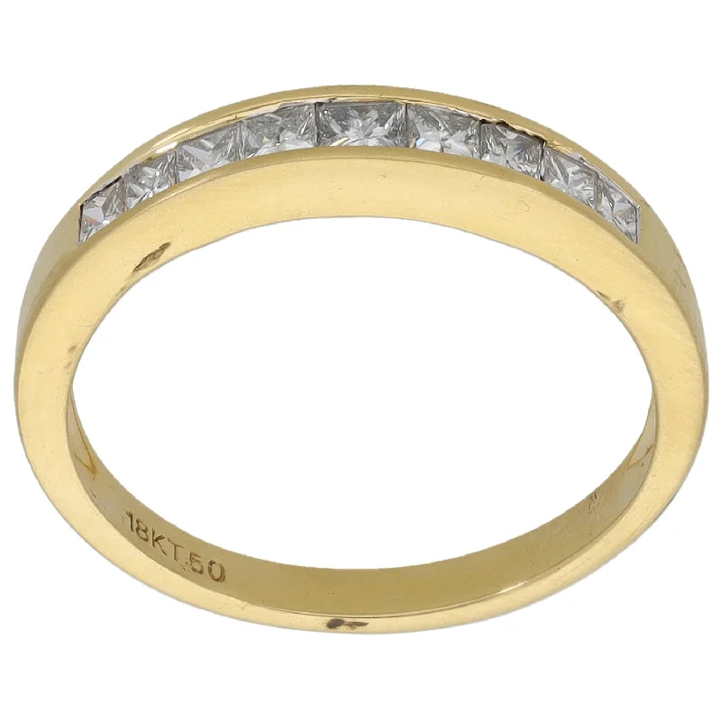 White quartz rings-18ct Gold 0.58ct Diamond Half Eternity Ring Size N