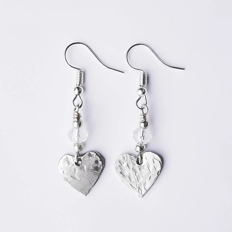 Old medallion earrings-Pewter Heart Earrings