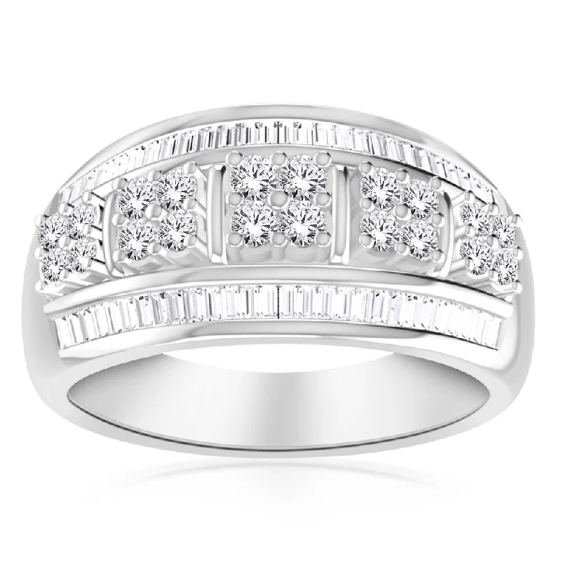 Hand-cast rings-10ct White Gold 1 Carat Diamond Dress Ring