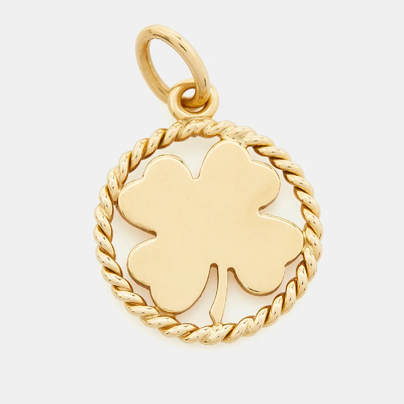 Angled pendant necklaces-Tiffany & Co. Four Leaf Clover 18K Yellow Gold Round Pendant