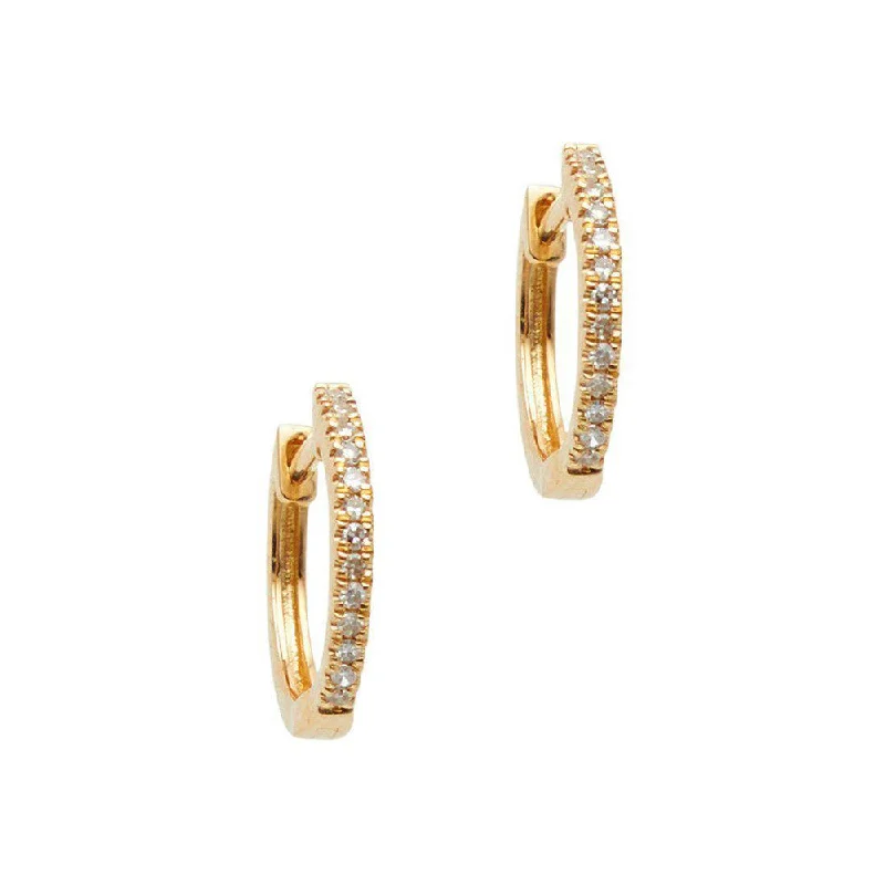 Sharp star earrings-Small Yellow Gold Diamond Huggie Earrings