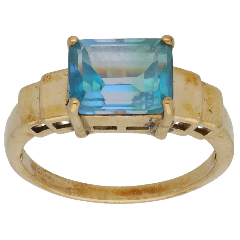 Trust charm rings-9ct Gold Coated Topaz Single Stone Ring Size N