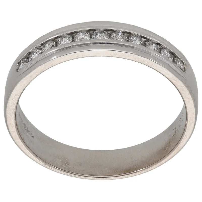 Orbit theme rings-18ct White Gold 0.25ct Diamond Half Eternity Ring Size O