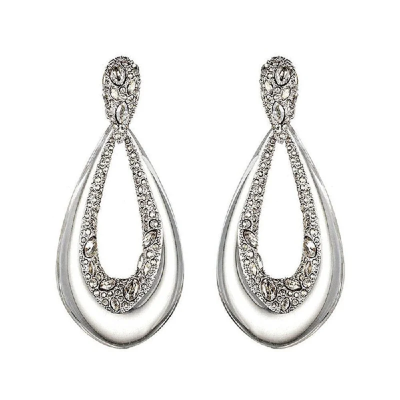 Rope loop earrings-Crystal Deco Tear Drop Clip Earrings