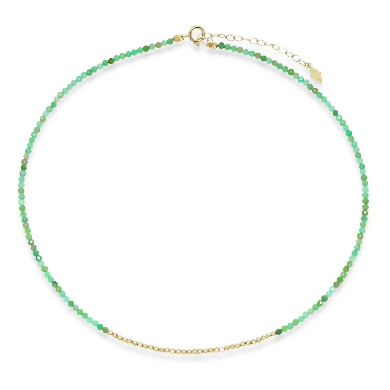 Elegant design necklaces-Women's "glimmer Choker" Necklace In Yello Gold/chrysoprase