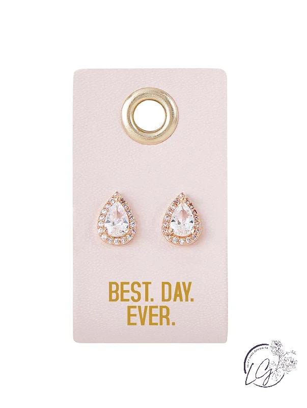 Strand cord earrings-Stud Love Wedding - Best. Day. Ever.