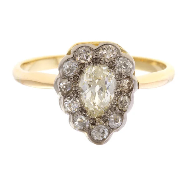 Shiny druzy rings-Edwardian Diamond Heart Ring