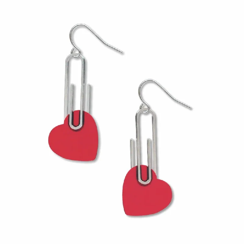 Flat token earrings-Capture Love Paperclip Heart Earrings