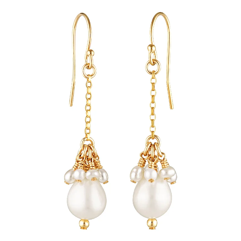 Leafy pattern earrings-Tropea Earrings ~ Pearl