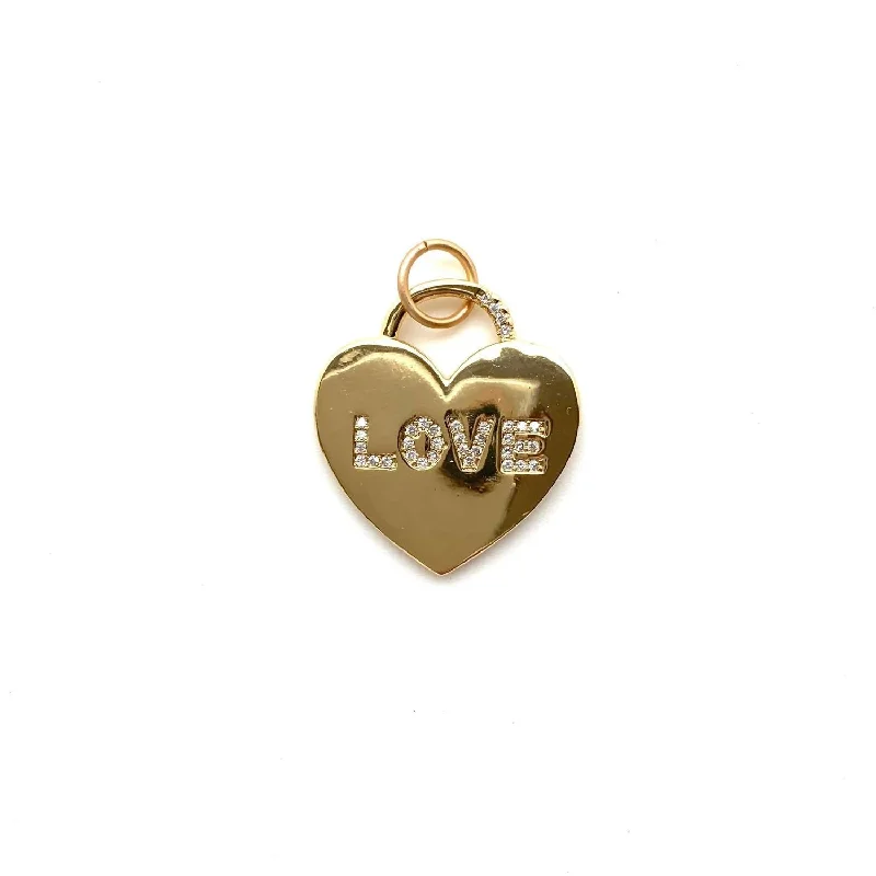 Baroque pearl necklaces-Love Heart Charm In Gold