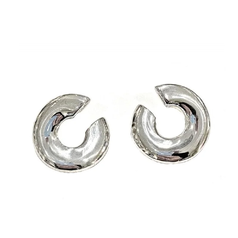 Flat token earrings-Curved Abstract Sphere Earring