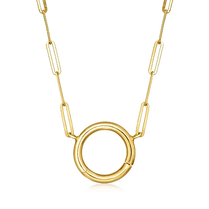 Whimsical charm necklaces-RS Pure by Ross-Simons Italian 14kt Yellow Gold Charm-Compatible Paper Clip Link Necklace