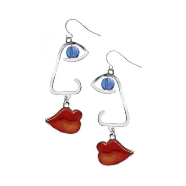 Blended metal earrings-Cubist Faces Earrings