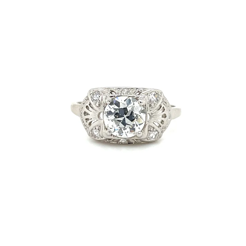 Bold geometric rings-Estate 18K Diamond Filigree Ring