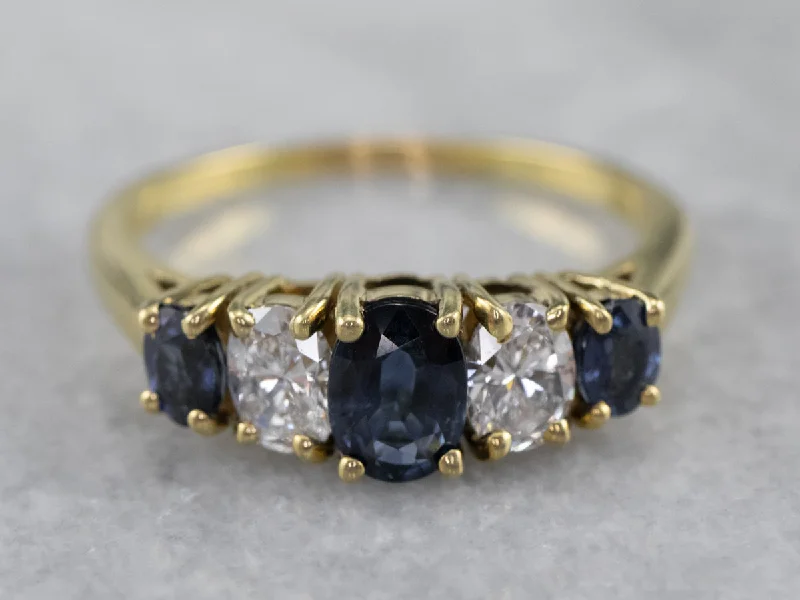 Subtle filigree rings-Sapphire and Diamond Anniversary Ring