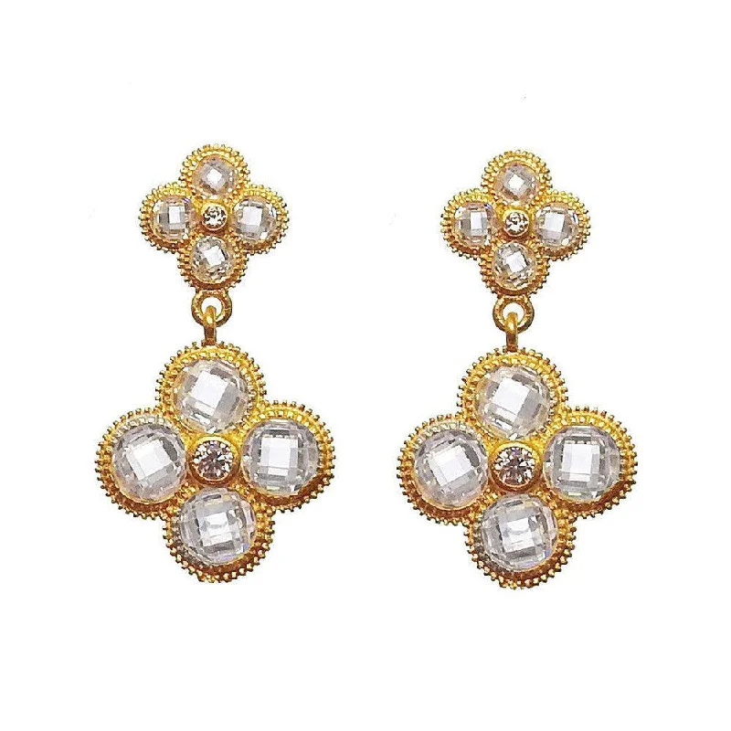 Danburite earrings-Flower Gold Crystal Drop Earrings