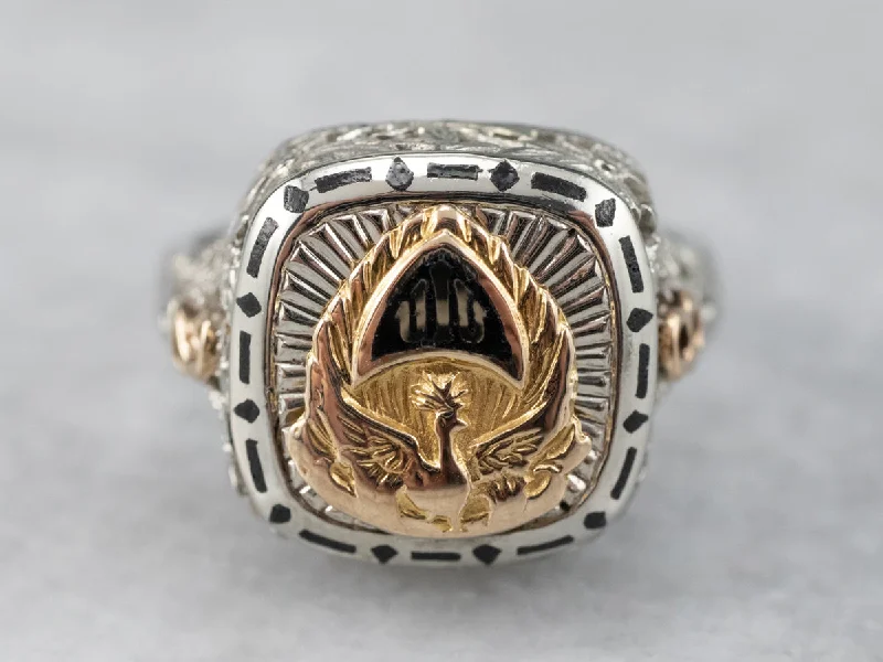 Owl motif rings-Antique Upper Iowa University School Ring