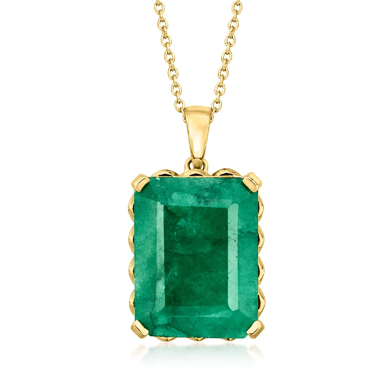 Trust charm necklaces-Ross-Simons Emerald Pendant Necklace in 18kt Gold Over Sterling