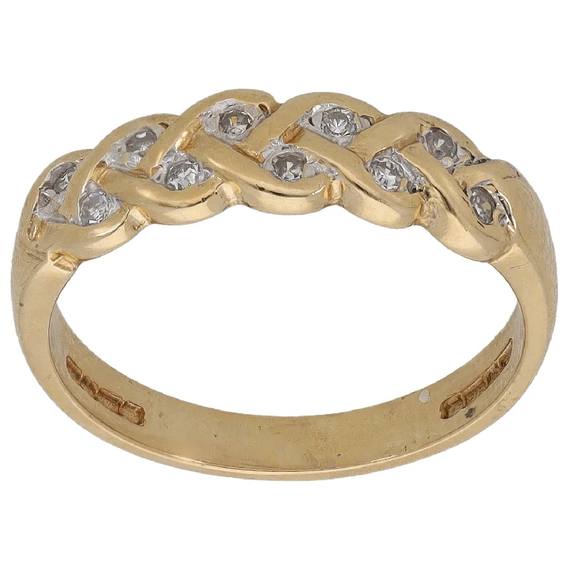 Pale wood rings-9ct Gold 0.10ct Diamond Half Eternity Ring Size M