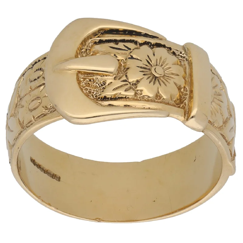 Stacked design rings-9ct Gold Buckle Ring Size X