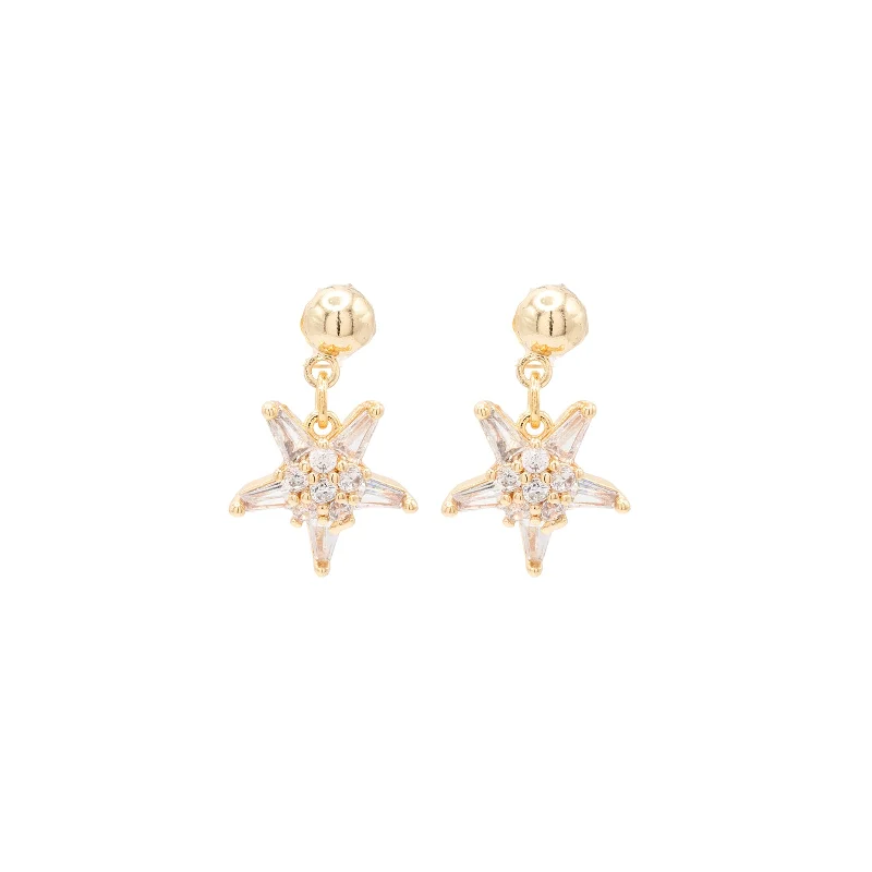 Vintage drop earrings-North Star Cubic Zirconia Post Dangle Earring Celestial