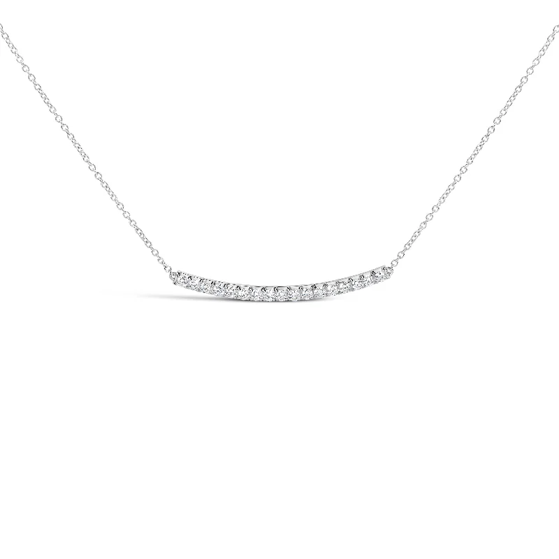 Stellar sign necklaces-14K Gold 1.00 Cttw Diamond Curved Bar Pendant Necklace