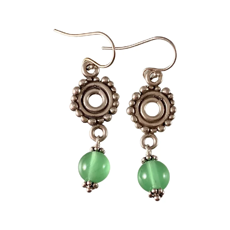 Pale clay earrings-Sterling Pearl & Fluorite Earrings