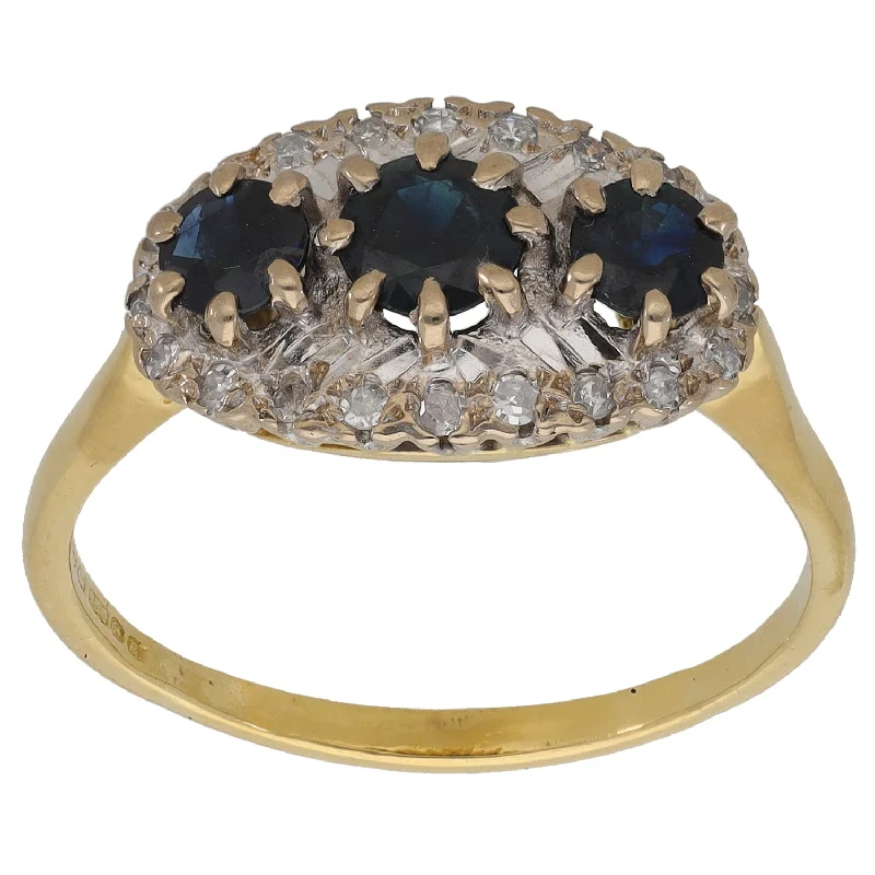 Midnight gothic rings-18ct Gold 0.20ct Diamond & Sapphire Dress/Cocktail Ring Size U