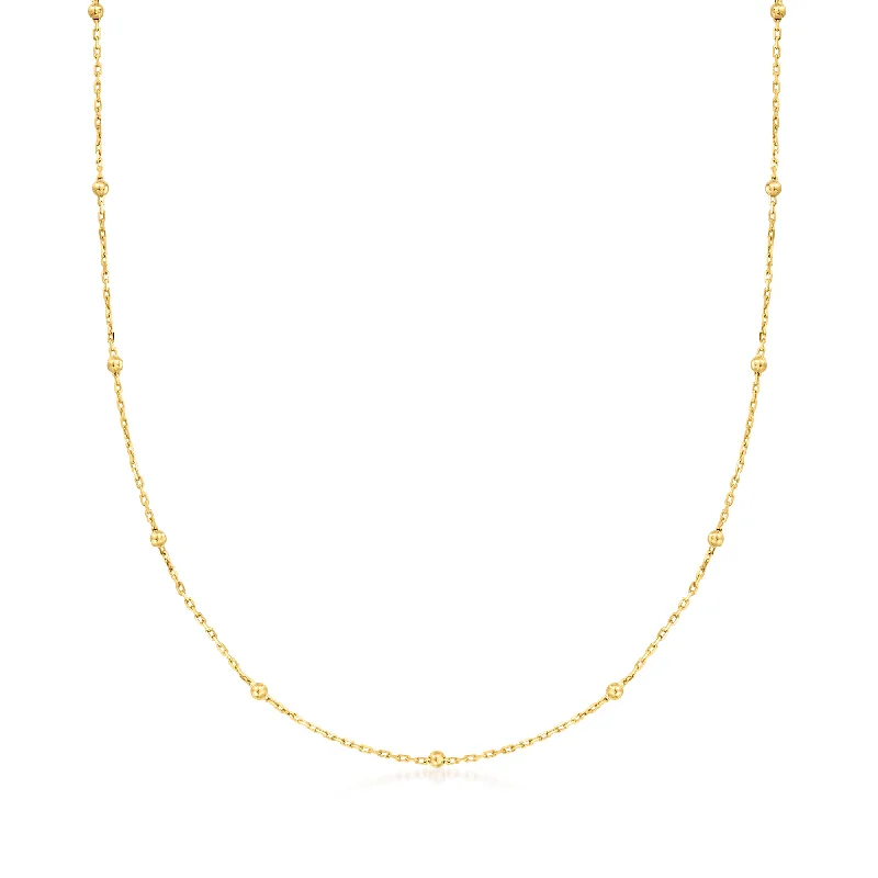 Sharp crystal necklaces-RS Pure by Ross-Simons Italian 14kt Yellow Gold Bead Station Necklace