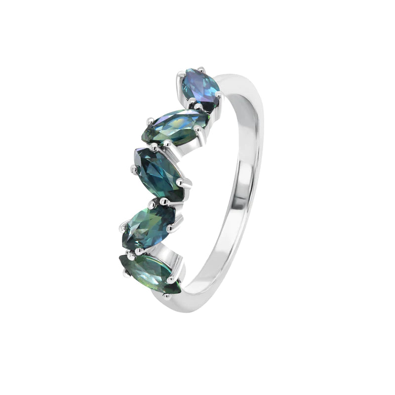 Firm band rings-Matilda White Gold Sapphire Ring