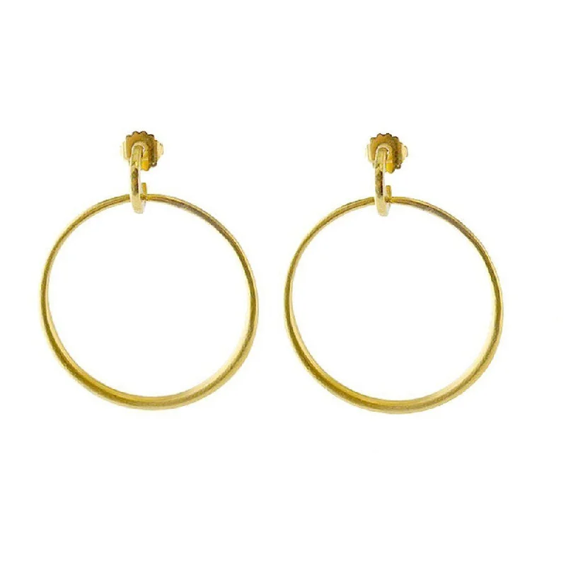 Strand bead earrings-Drop Hoop Earrings in Gold