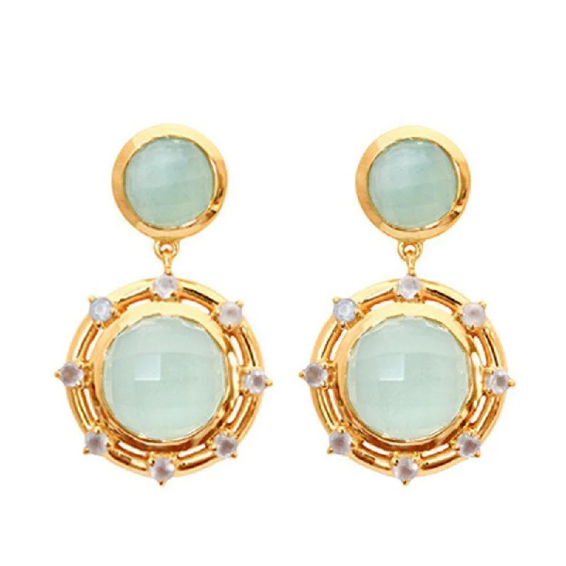 Bold tier earrings-St. Simon Faceted Aqua Chalcedony Earrings