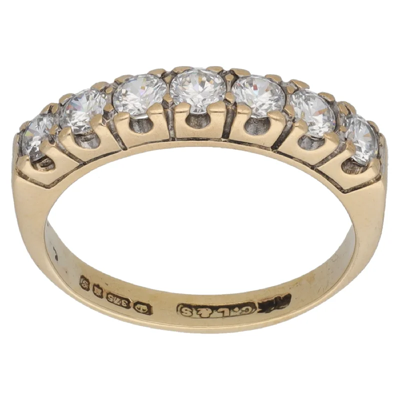 Coiled thread rings-9ct Gold Cubic Zirconia Half Eternity Ring Size M