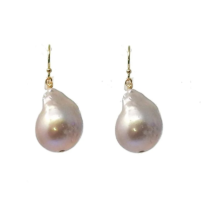 Pale wood earrings-Gray Baroque Pearl Earrings