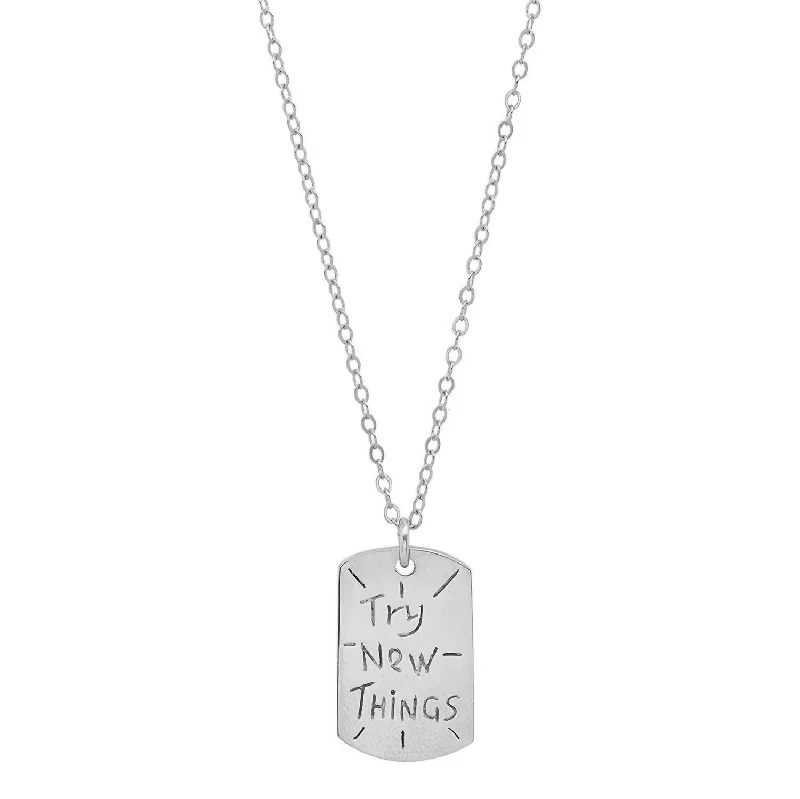 Fiber fringe necklaces-Women's Sterling "resolutions We Can All Keep" Dogtags Max Necklace In Try New Things