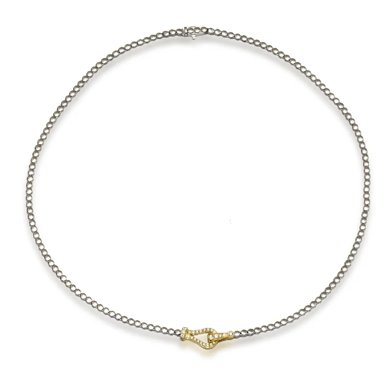 Dove feather necklaces-Buckle Necklace in 18k Gold with Diamonds