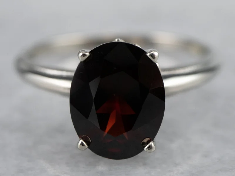 Goshenite cut rings-White Gold Garnet Solitaire Ring