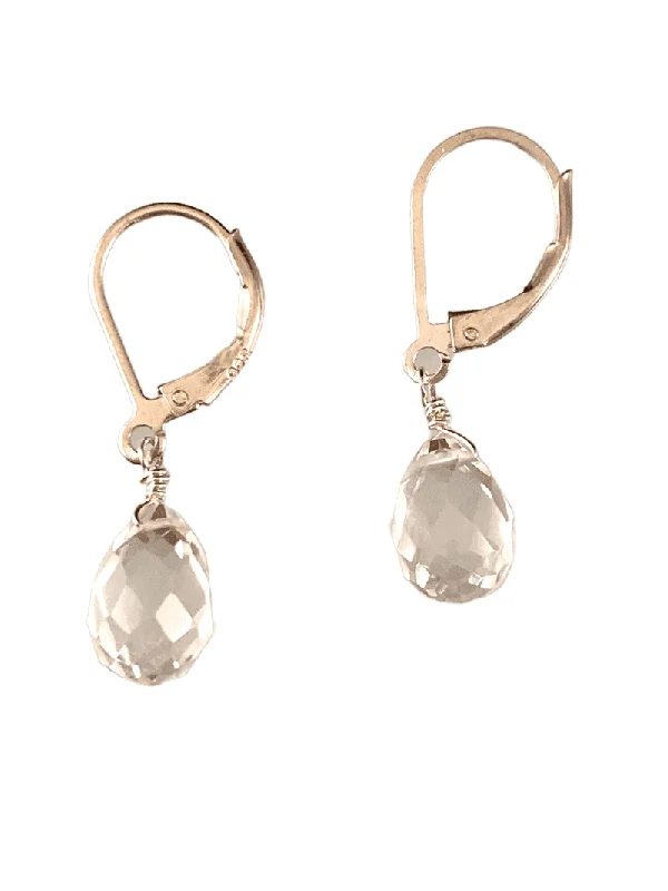 Elegant design earrings-Sterling & Quartz Crystal Faceted Teardrop Earrings