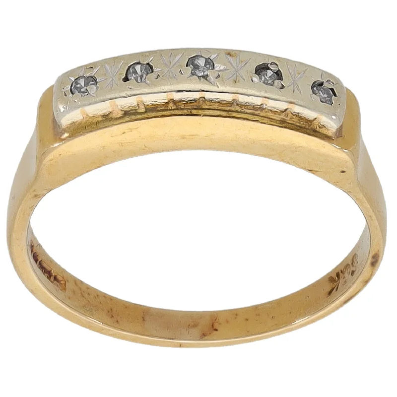 Gothic style rings-9ct Gold 0.05ct Diamond Half Eternity Ring Size M