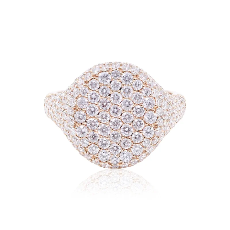 Clear diamond rings-18K ROSE GOLD PAVE DIAMOND FLAT TOP COCKTAIL RING 2.30CTW