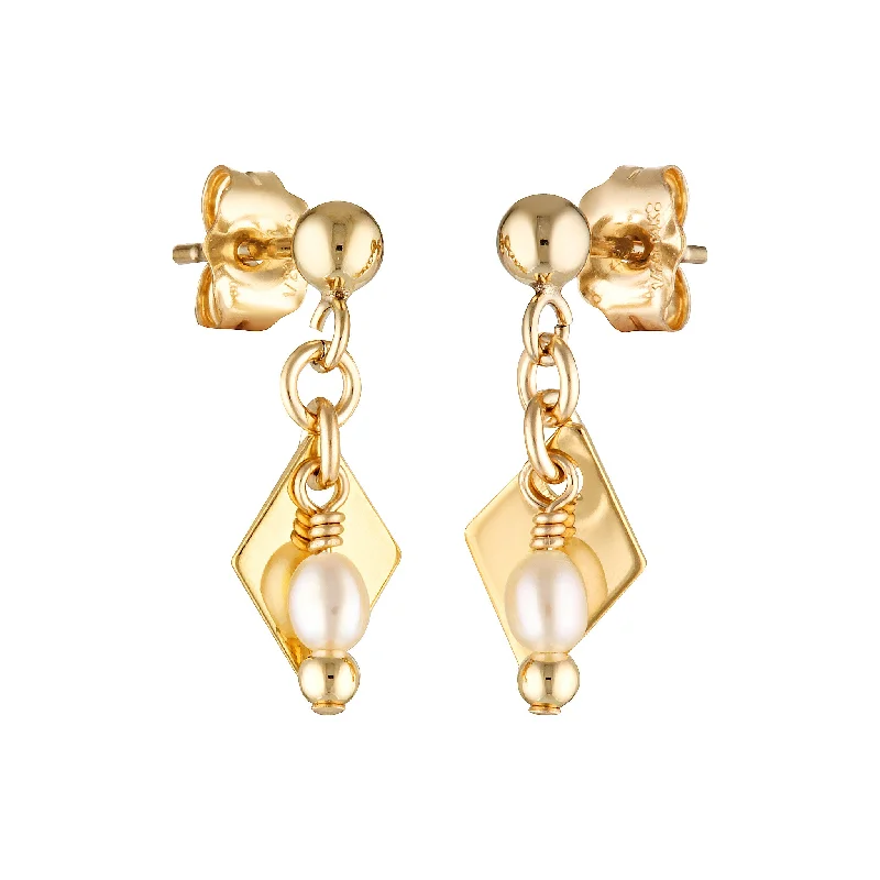 Bright pearl earrings-Evie Stud Earrings - Pearl