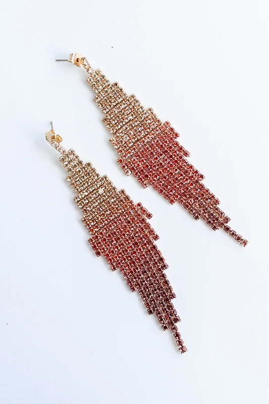 Vintage drop earrings-FINAL SALE - Jordan Rhinestone Fringe Earrings