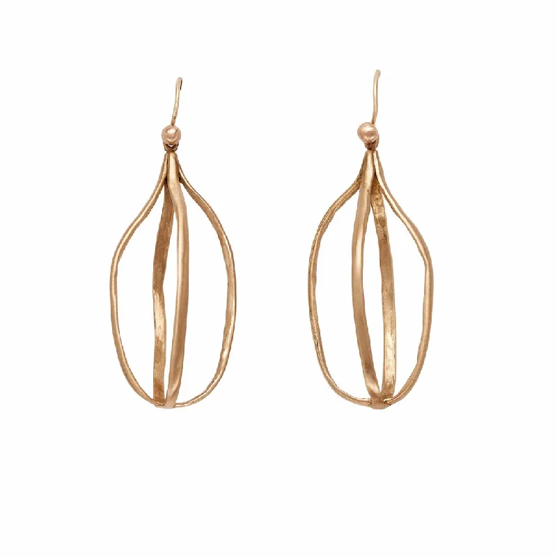 Fine hoop earrings-Bird Cage Bronze Earrings