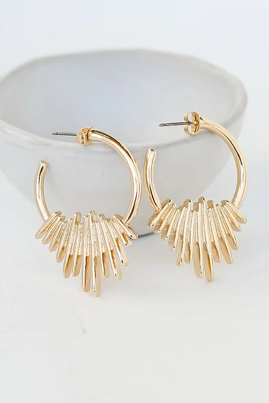 Basic stud earrings-FINAL SALE - Tatum Gold Statement Hoop Earrings