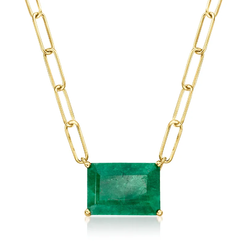 Baroque pearl necklaces-Ross-Simons Emerald Paper Clip Link Necklace in 18kt Gold Over Sterling