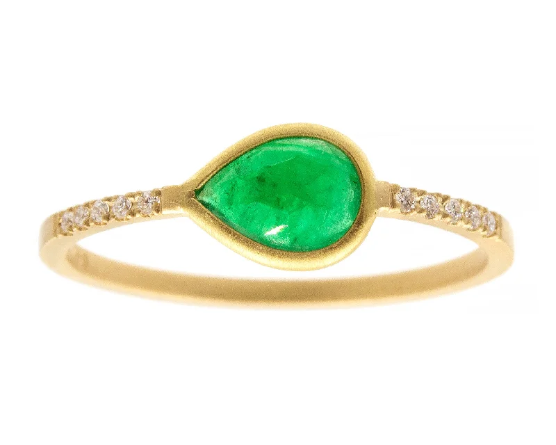 Vision eye rings-0.50ct Pear Colombian Emerald & Diamond Pavé Ring