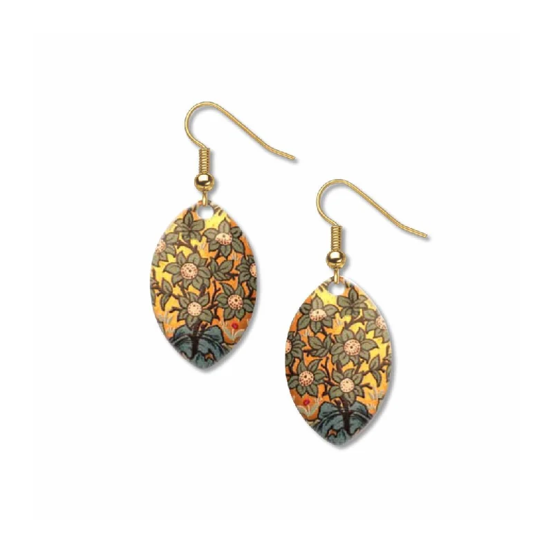 Subtle drop earrings-William Morris Orchard Pattern Earrings